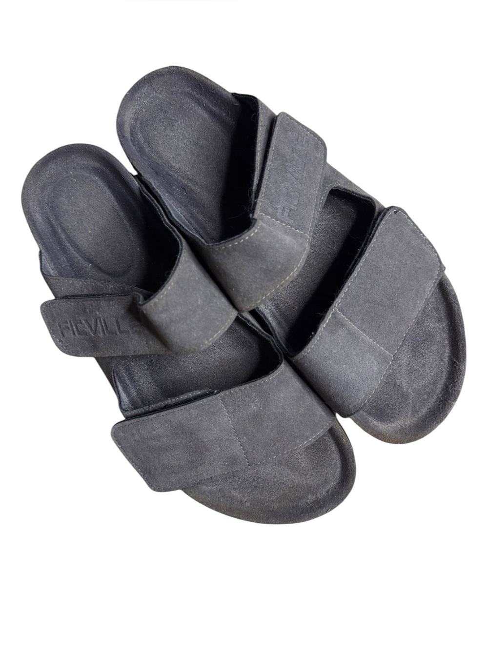 FitVille Grey Suede Arch Support Sandals Men's Size 10-10.5 Adjustable Straps